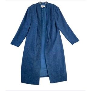Adrianna Papell‎ Open Jacket Women Sz 18 Blue Embroidered Long Blazer Elegant
